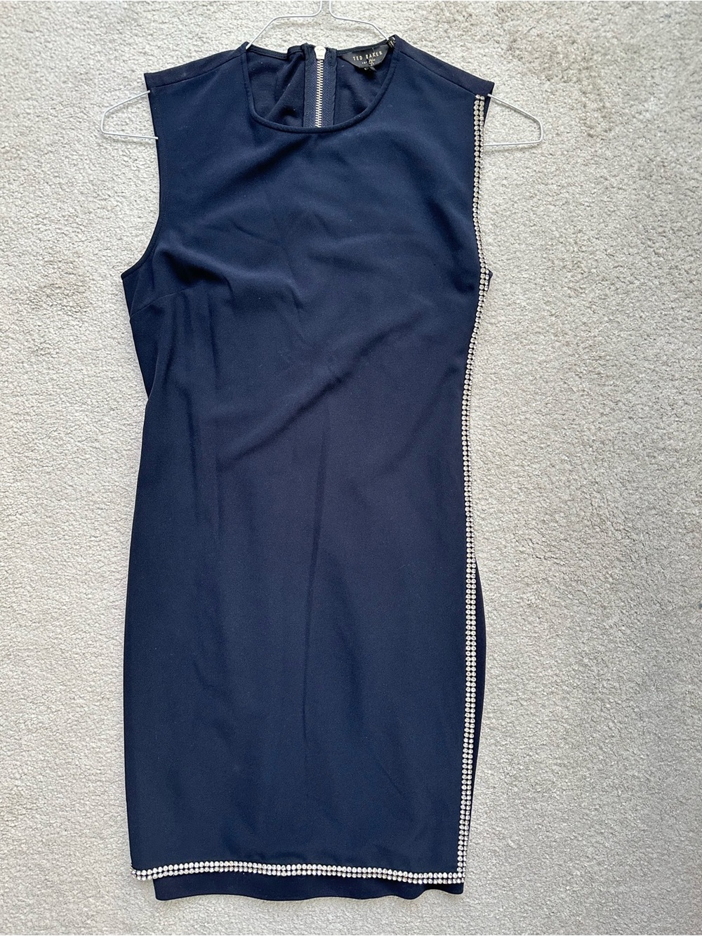Ted Baker Navy Sheath Mini Dress with Crystal Trim